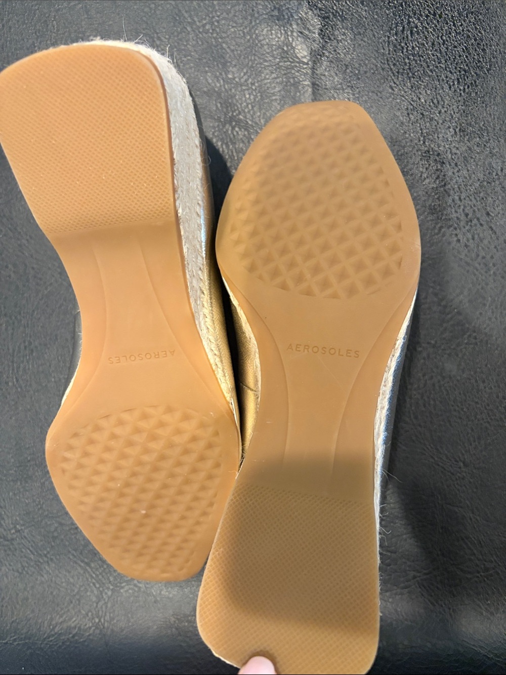 AEROSOLES Metallic Gold Wedge Espadrille Slip-On 7M - Picture 4 of 5